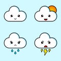 Illustration vector graphic of clouds with various weather