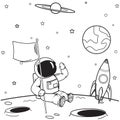 Illustration vector graphic coloring book of space theme