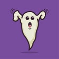 Illustration vector graphic of creepy ghost. Purple background. Fit for halloween greeting card and trick or treat party Royalty Free Stock Photo