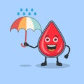 Illustration Vector Graphic Of Cute Blood Characters Hold an Umbrella. Great design for World Blood Day Royalty Free Stock Photo