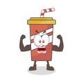 Illustration Vector Graphic Of Cute Characters Muscle Soft Drinks, Design suitable for mascot drinks Or World Food Day Royalty Free Stock Photo