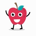 Vector graphic Cute funny apple vector character, cartoon style with happy face, isolated on background