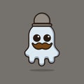 Illustration vector graphic of a cute ghost dressed in an detective with a mustache. Royalty Free Stock Photo