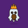 Illustration vector graphic of a cute ghost wearing a crown and mustache. Royalty Free Stock Photo