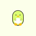 illustration vector graphic of cute green penguin child