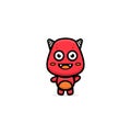 Illustration of cute character red monster