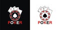 Illustration vector graphic of double poker chip logo with spade image, showing four aces on it
