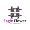 Illustration Vector Graphic Of Eagle Flower Logo, Suitable For Flora and Fauna Logo Design