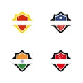 Illustration Vector Graphic of Flag Shield Logo. USA. India. Turkey. China Royalty Free Stock Photo