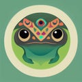 illustration vector graphic of green frog in in circle