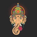 Ganesha head mascot colorful illustration vector