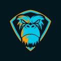 Illustration vector graphic of gorilla head logo .Perfect for e sport,t shirt,and sport symbol