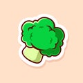 cute cartoon of green single broccoli