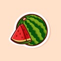 cute of red triangle slice and single watermelon isolated Royalty Free Stock Photo