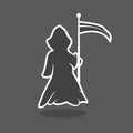 Illustration vector graphic of the grim reaper with his scythe. Black background. Perfect for halloween greeting card and trick or Royalty Free Stock Photo