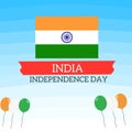 Illustration vector graphic of india independence day with blue sky backgrounds and india balloons