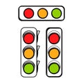 Illustration Vector Graphic Infographic traffic light in line art signal of stop red, warning yellow, and go green sign Royalty Free Stock Photo