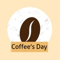 Illustration vector graphic of international coffee day with coffee bean and outlines on flat style Royalty Free Stock Photo