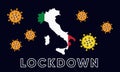 Illustration vector graphic of Italy Lockdown. Coronavirus outbreak. Prohibited from leaving the Italian country. vector