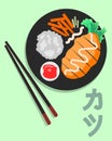 Illustration vector graphic of katsu japanese food