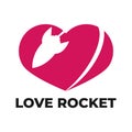 Illustration Vector graphic of the Love Rocket Logo, the Rocket Logo surrounds the love icon Royalty Free Stock Photo