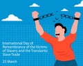 illustration vector graphic of a man screamed and broke free from the chain of handcuffs