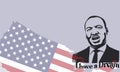 Illustration vector graphic for Martin Luther King Jr on abstract US flag background. Royalty Free Stock Photo