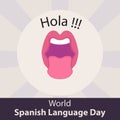 illustration vector graphic of mouth speaking hola