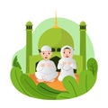 Illustration vector graphic of muslim people who are praying. Good for illustration, posters, UI, UX Ramadan moment