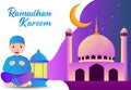 Illustration vector graphic of muslim people who are praying. Good for illustration, posters, UI, UX Ramadan moment