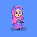 Cute moslem woman kids character