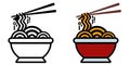 noodles asian food, food bowl, spaghetti pasta icon