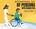 illustration vector graphic of nurse pushing wheelchair disabled patient Royalty Free Stock Photo