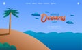 Illustration vector graphic of ocean beach view. World Ocean Day. Perfect for web landing page, banner background, flyer, poster,