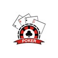 Illustration vector graphic of poker chip logo with club icon, showing ace on it,