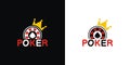 Illustration vector graphic of poker chip logo with spade icon, featuring a slanted king crown on it