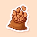 vector cute cartoon of potatoes and sack isolated