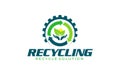 Illustration vector graphic of recycle solution, eco green recycling logo design template Royalty Free Stock Photo