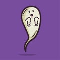 Illustration vector graphic of scary ghost. Purple background. Fit for halloween greeting card and trick or treat party invitation Royalty Free Stock Photo