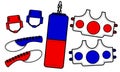 Illustration vector graphic set of Taekwondo equipment.