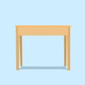 Illustration vector graphic of simple brown wooden table in flat design concept with blue background Royalty Free Stock Photo