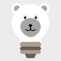 light bulb cute polar bear head icon
