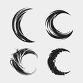 Crescent moon tribal illustration vector clip art black element stencil poster template silhouette tattoo sticker editable Royalty Free Stock Photo