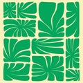 Green abstract leaf shape collection pattern motif textile element matisse style print art editable Royalty Free Stock Photo