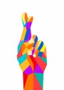 Really love symbol playfull illustration hand with colorful WPAP style editable
