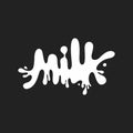 Milk text melted typography font, packaging, logo, sticker, splash, printable Royalty Free Stock Photo