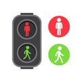 Illustration Vector Graphic Simple flat cartoon symbols Pedestrian traffic light with red and green man icon set Royalty Free Stock Photo