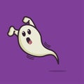 Illustration vector graphic of spooky ghost. Purple background. Fit for halloween greeting card and trick or treat party Royalty Free Stock Photo