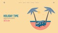 Illustration vector graphic of summer holiday concept, van car with beach background. good for web landing page Royalty Free Stock Photo