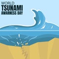 illustration vector graphic of underwater earthquake cracks cause tsunami waves